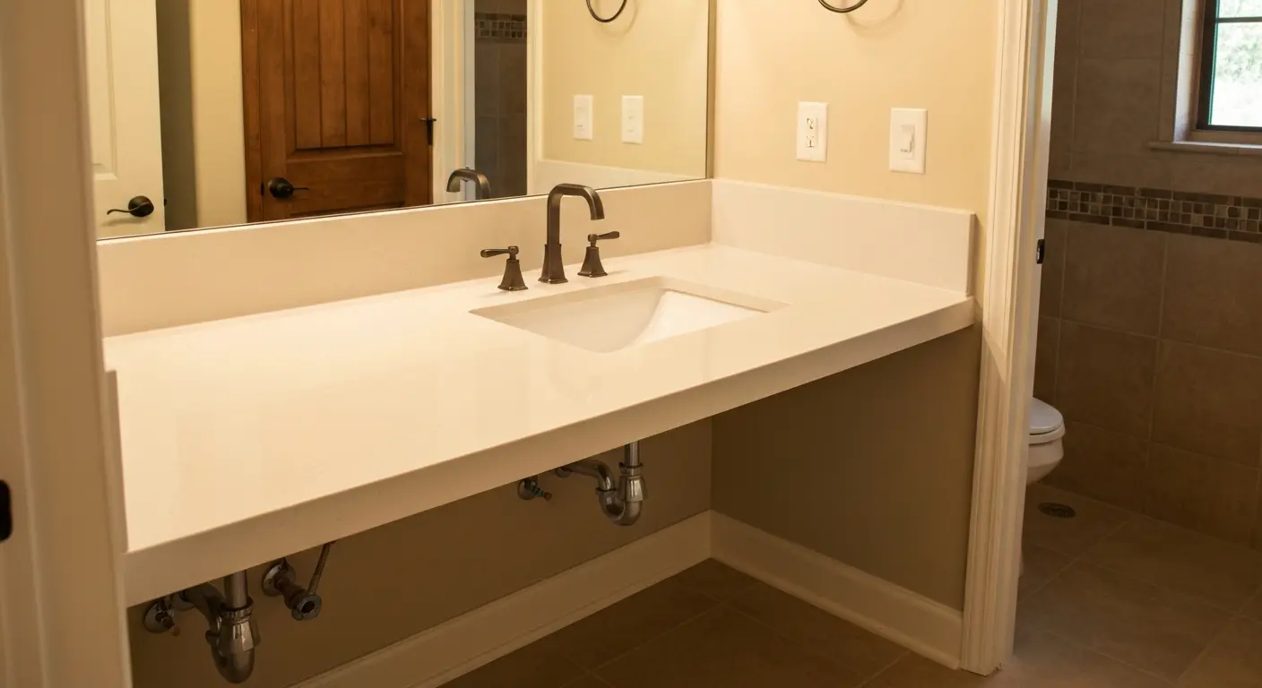 Custom bathroom vanity with integrated countertop