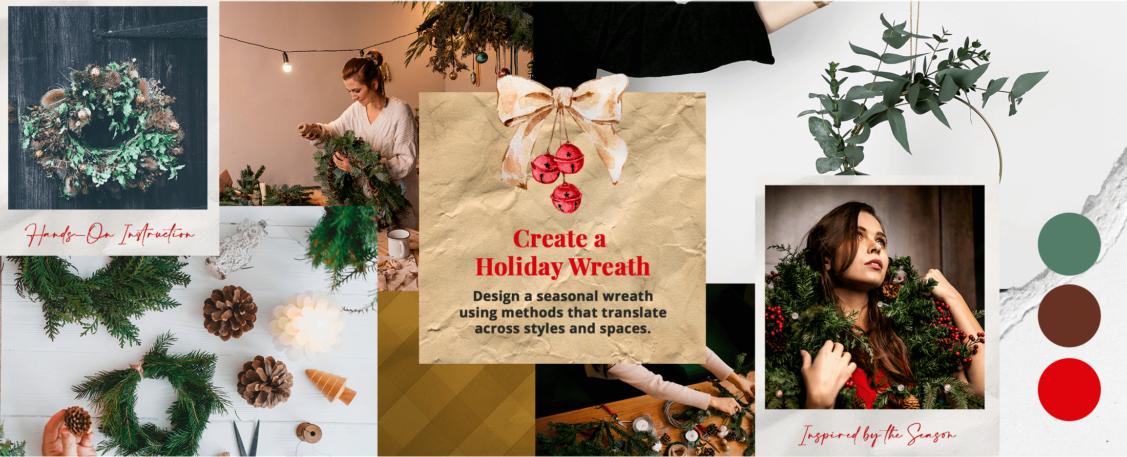 Holiday wreath making workshop in Providence RI Christmas event