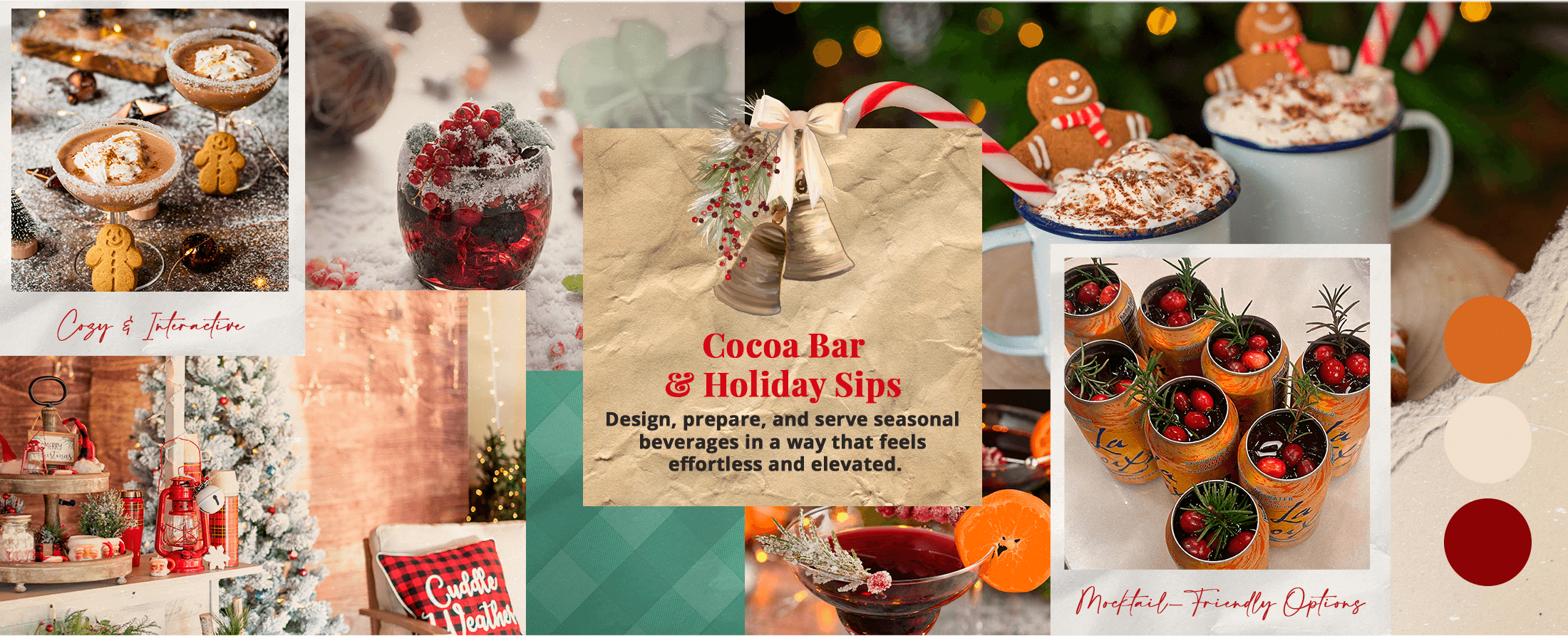 Cocoa bar and holiday sips station at Providence Rhode Island indoor Christmas market