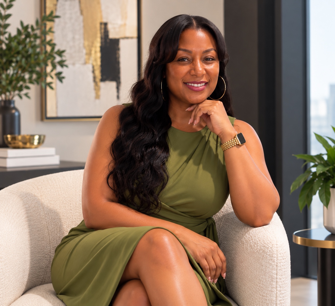 Jasmine Turner seated in a professional office setting