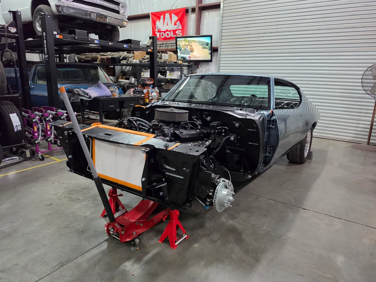 Completed custom vehicle build with custom metalwork and finish