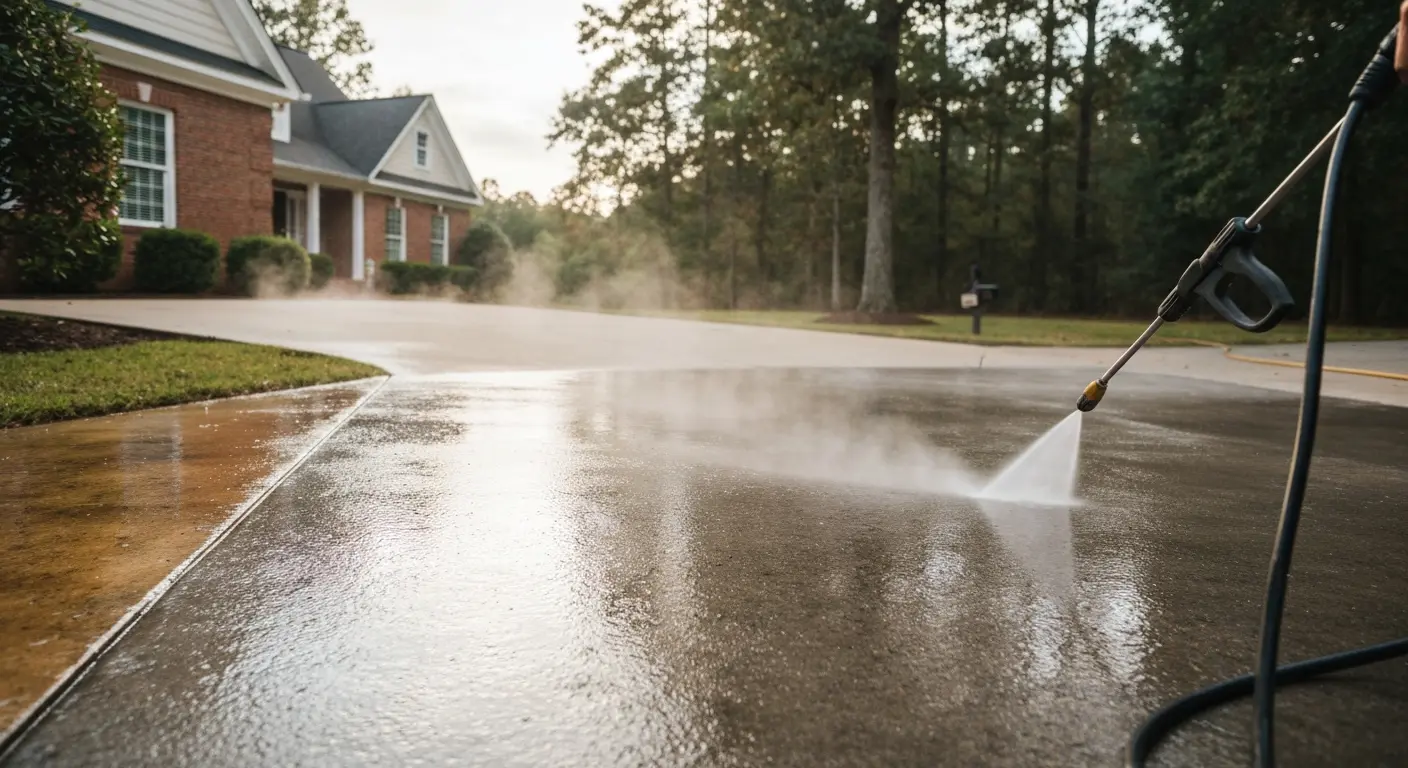 Driveway pressure washing