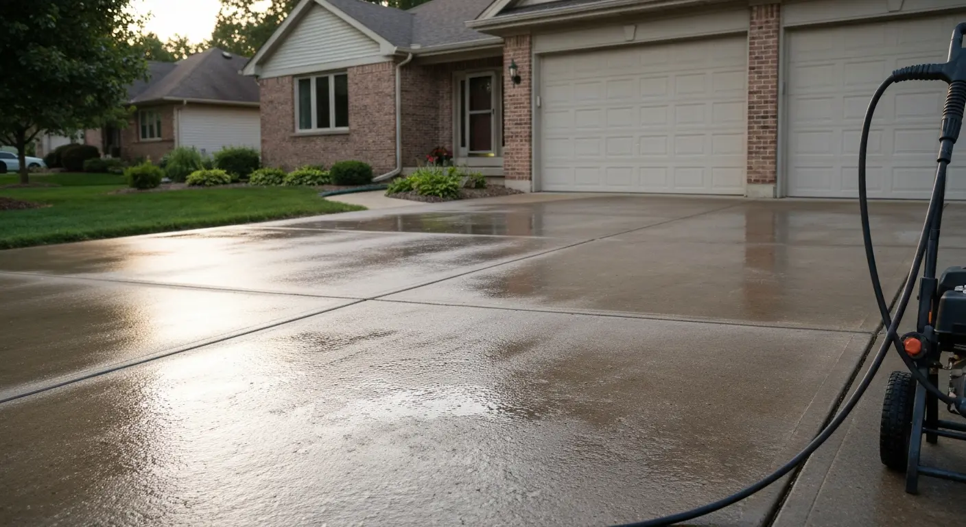 Driveway pressure washing