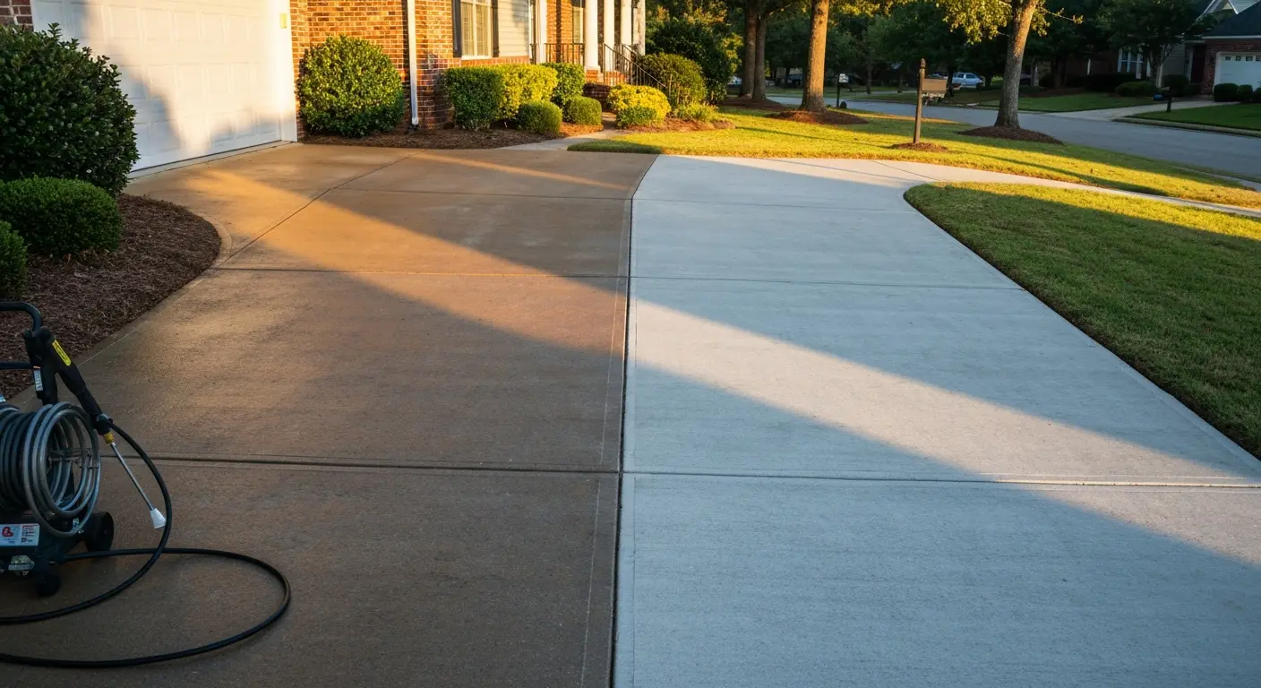 Driveway pressure washing