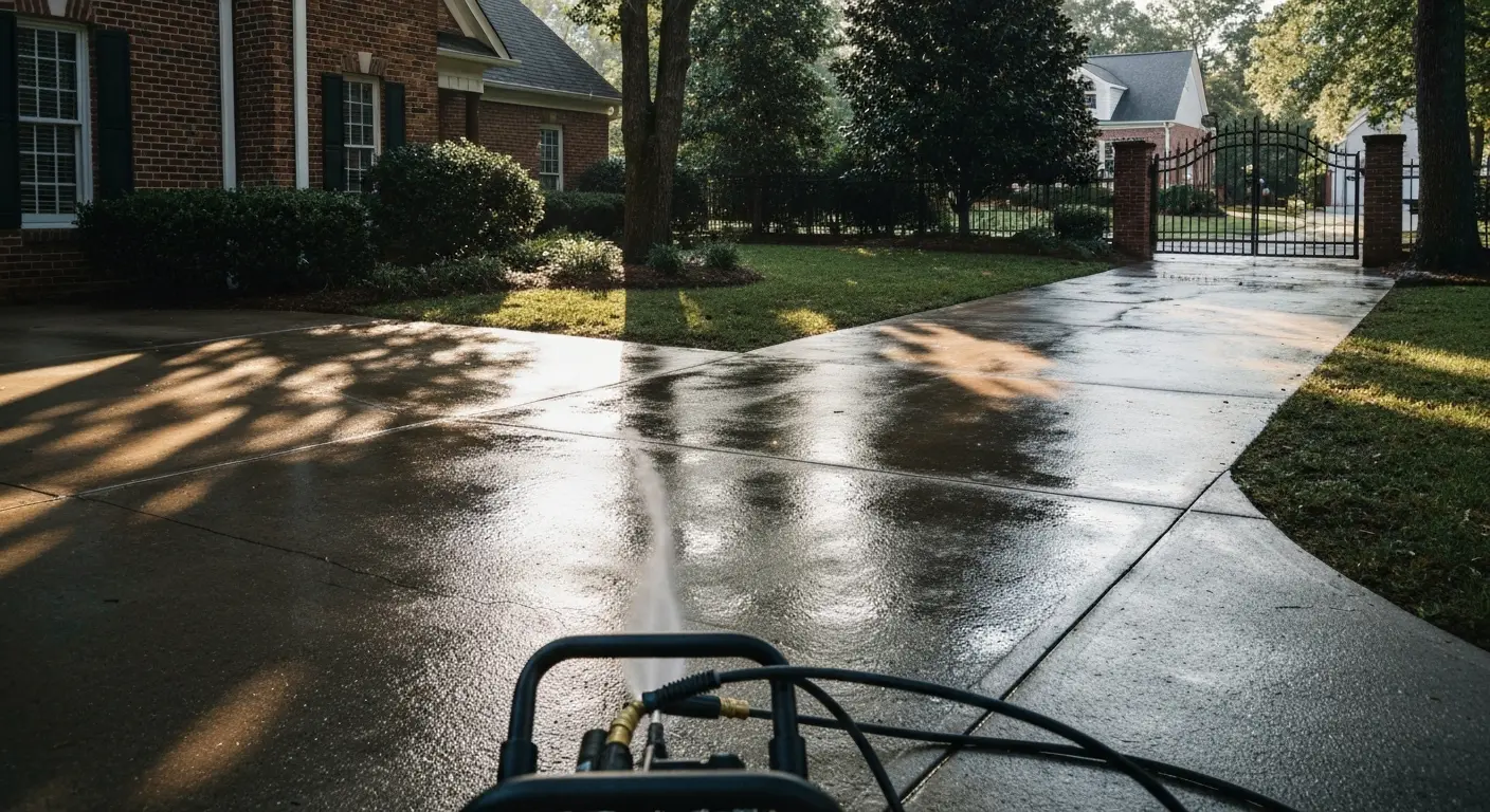 Driveway pressure washing