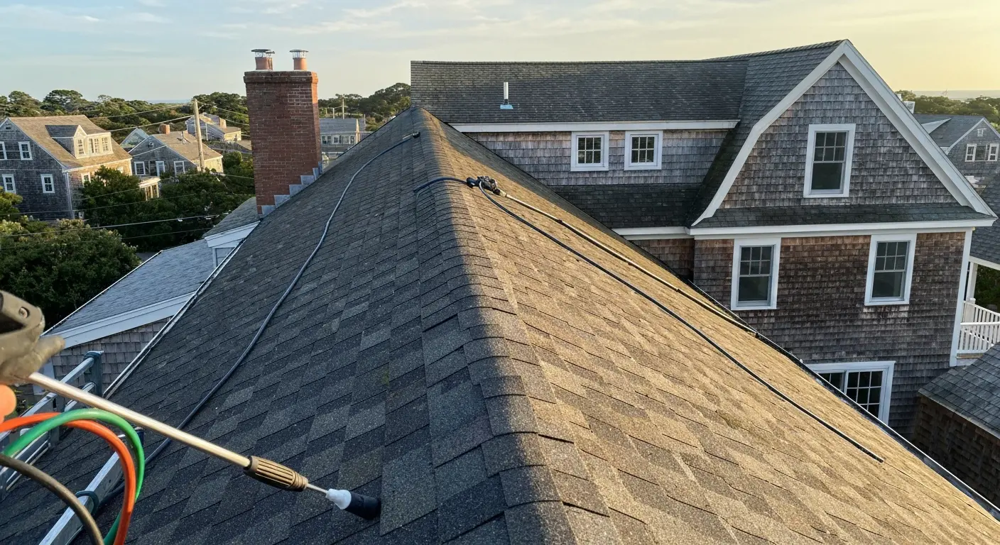 Roof soft washing