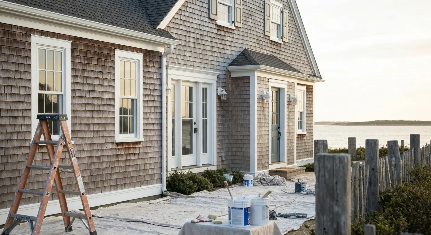 Exterior painting on coastal home