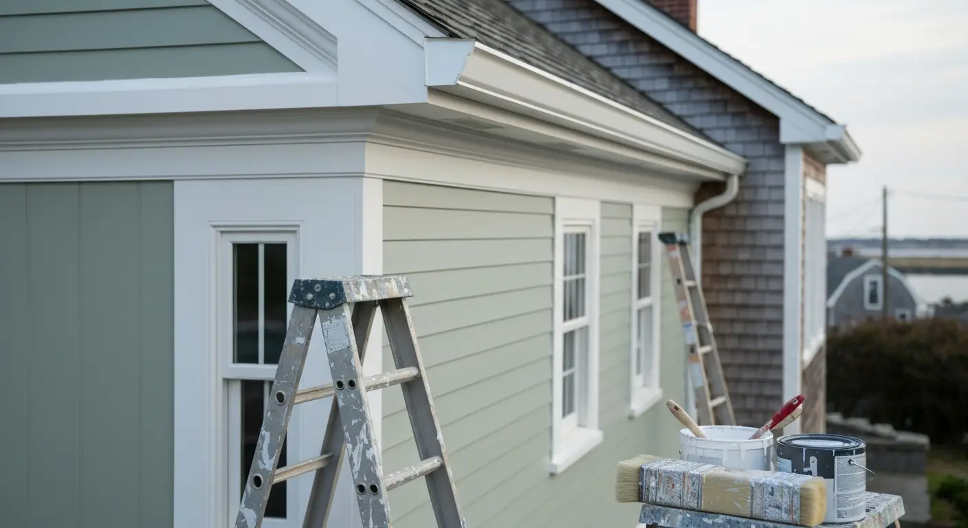Exterior painting on coastal Cape Cod home