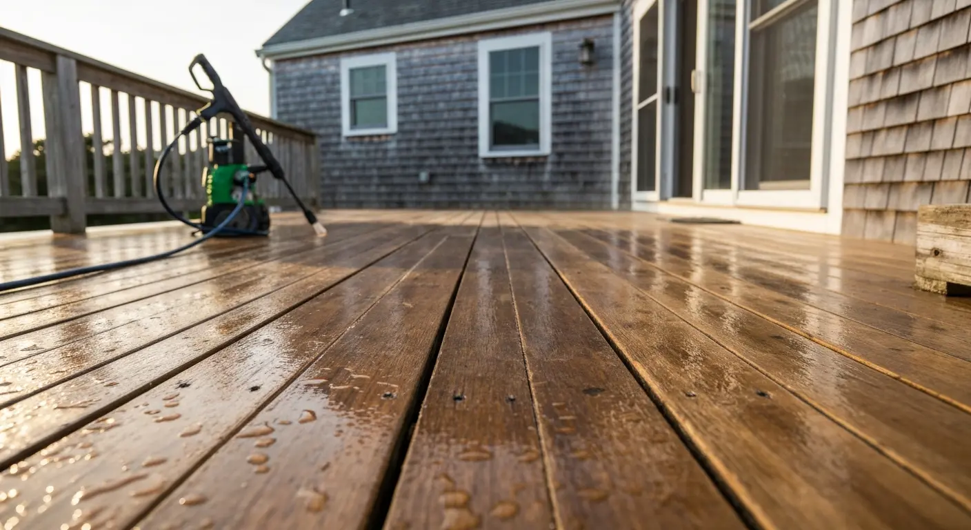Pressure washed deck and driveway