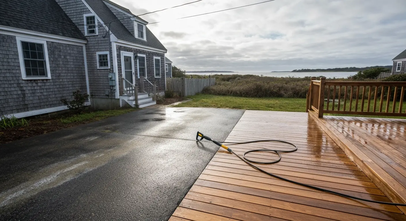 Clean driveway and deck