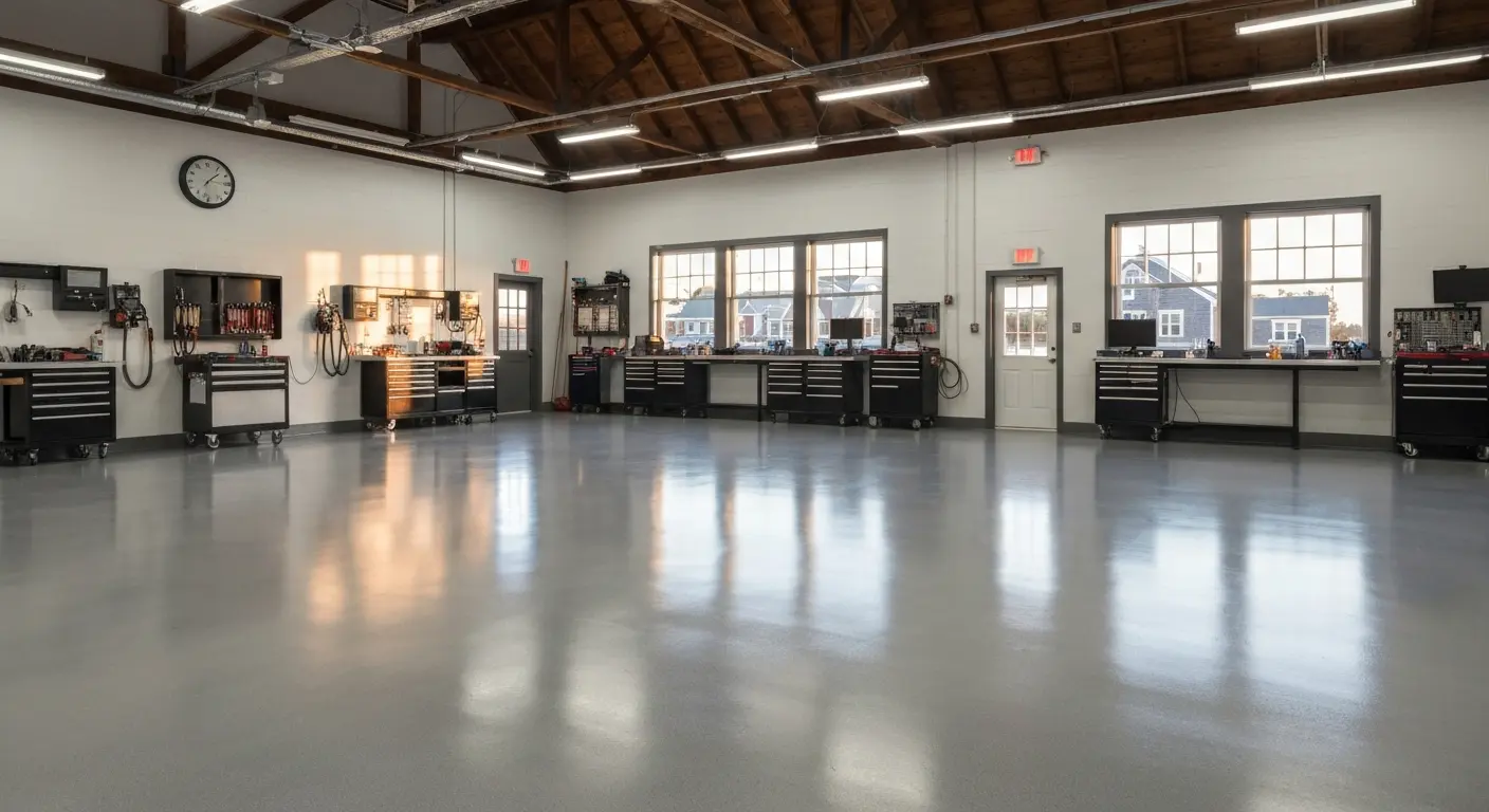 Service bay epoxy floor