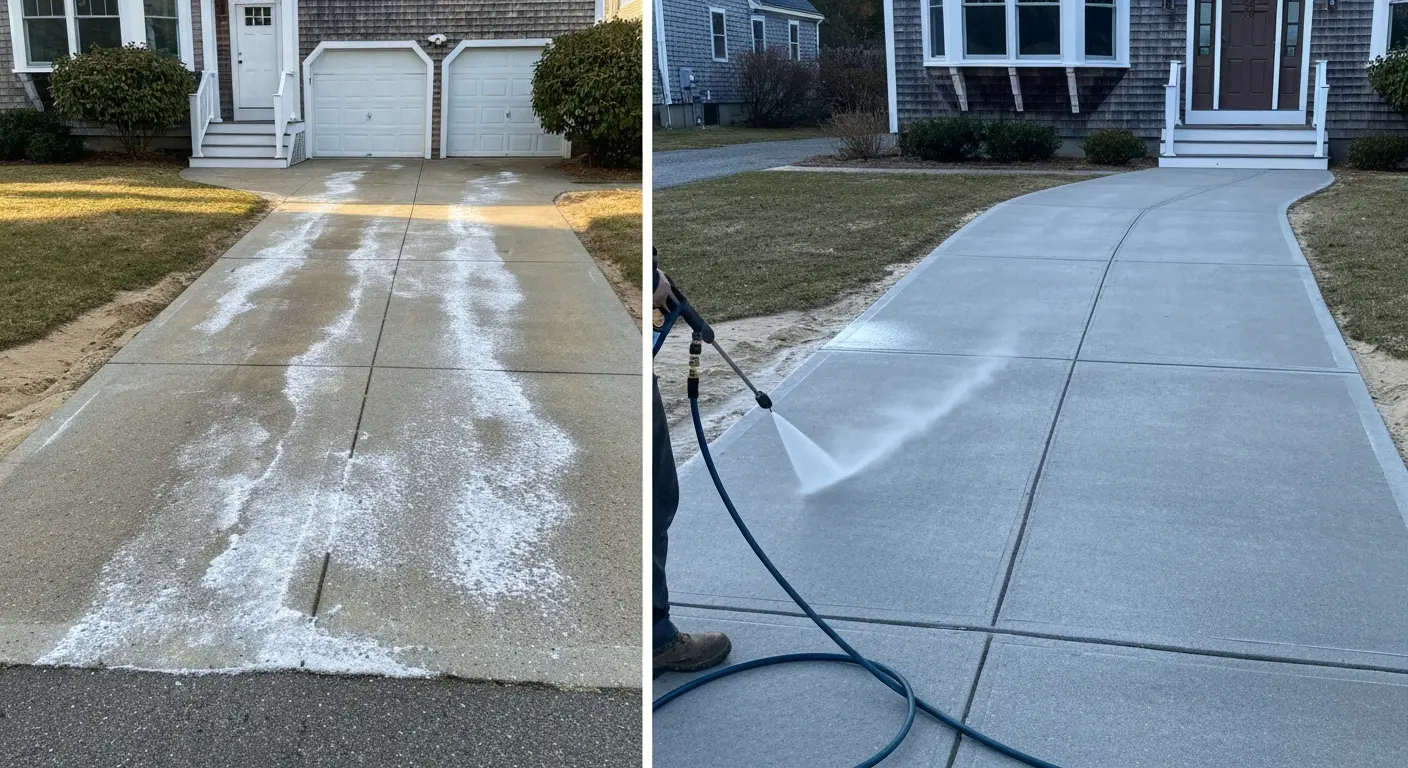 Pressure washing before and after