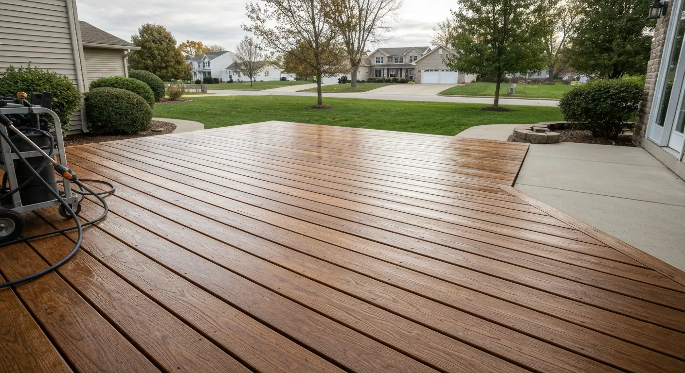 Pressure washed deck