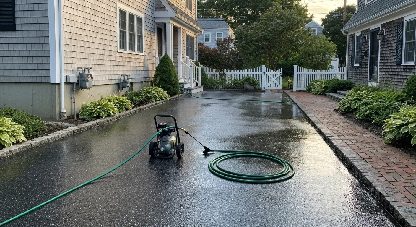 Pressure washing home exterior