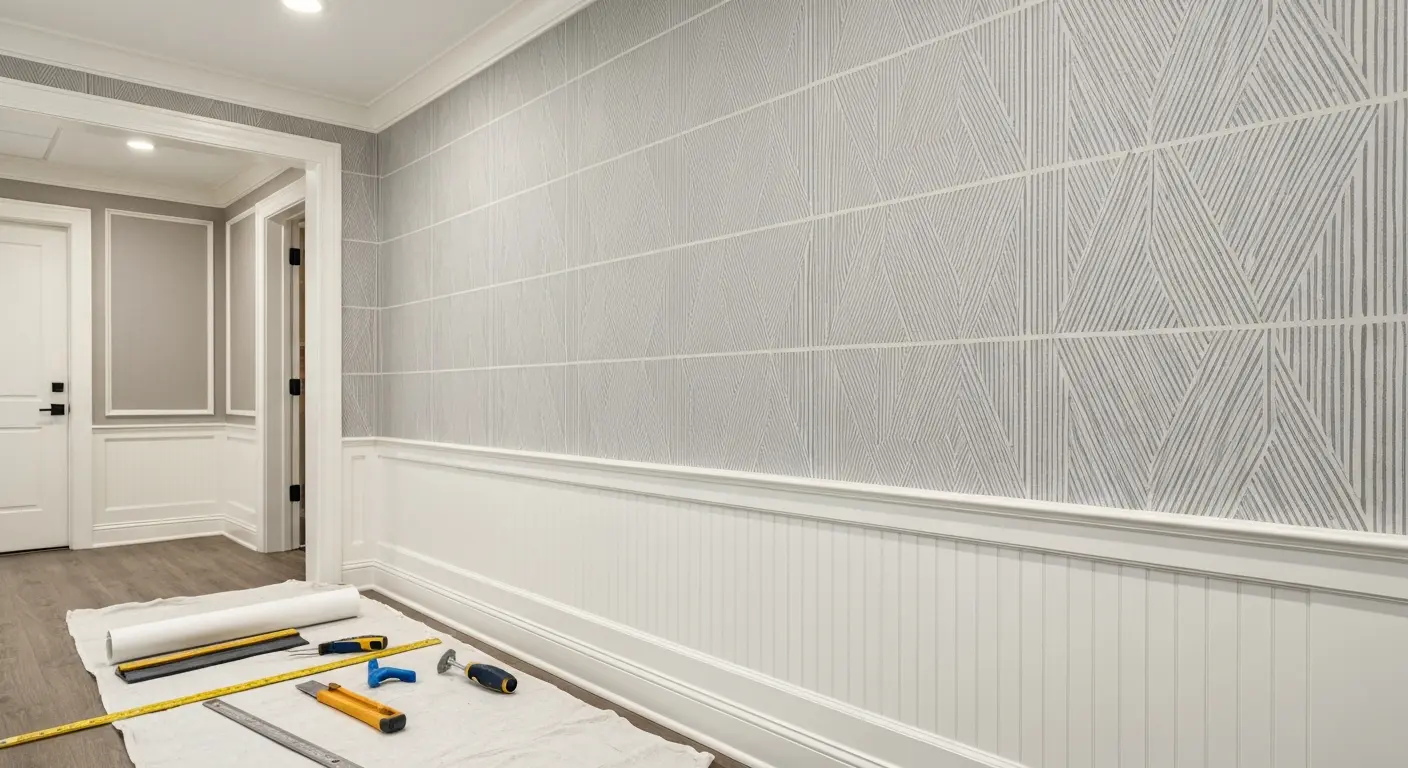 Commercial wallpaper installation