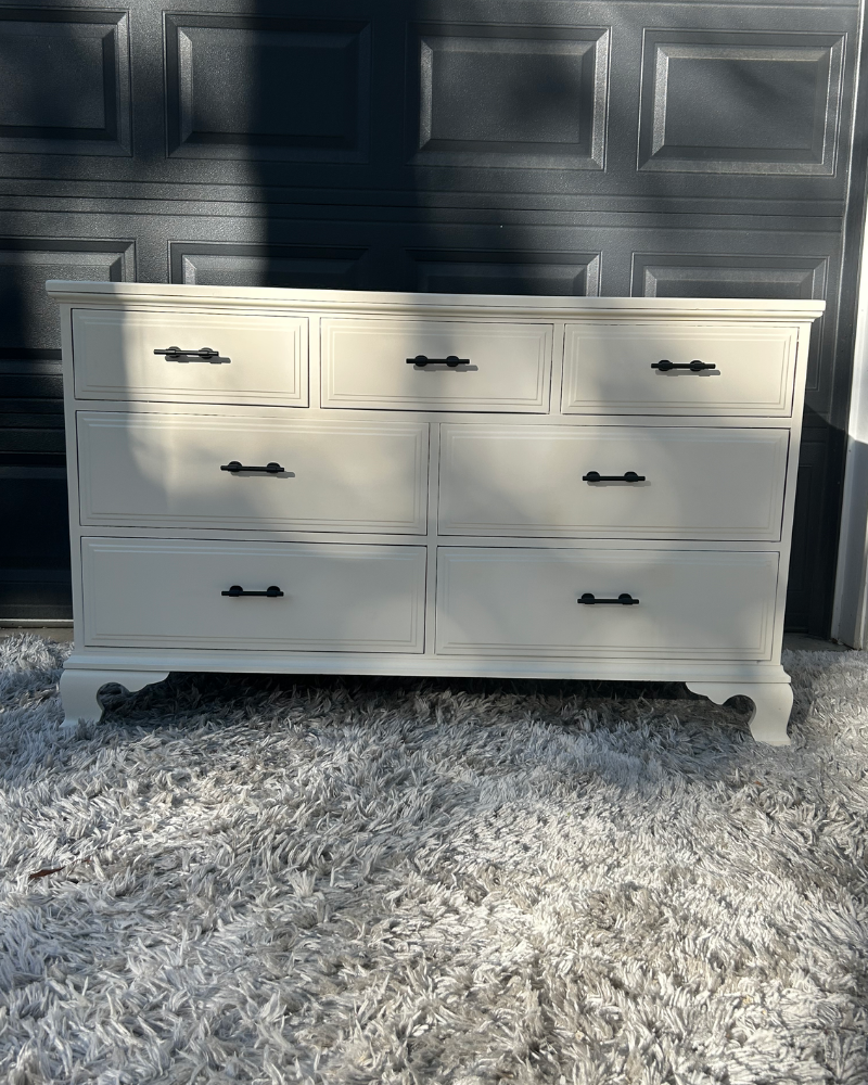 Steamed Milk off-white Davis Cabinet 7-drawer cherry dresser