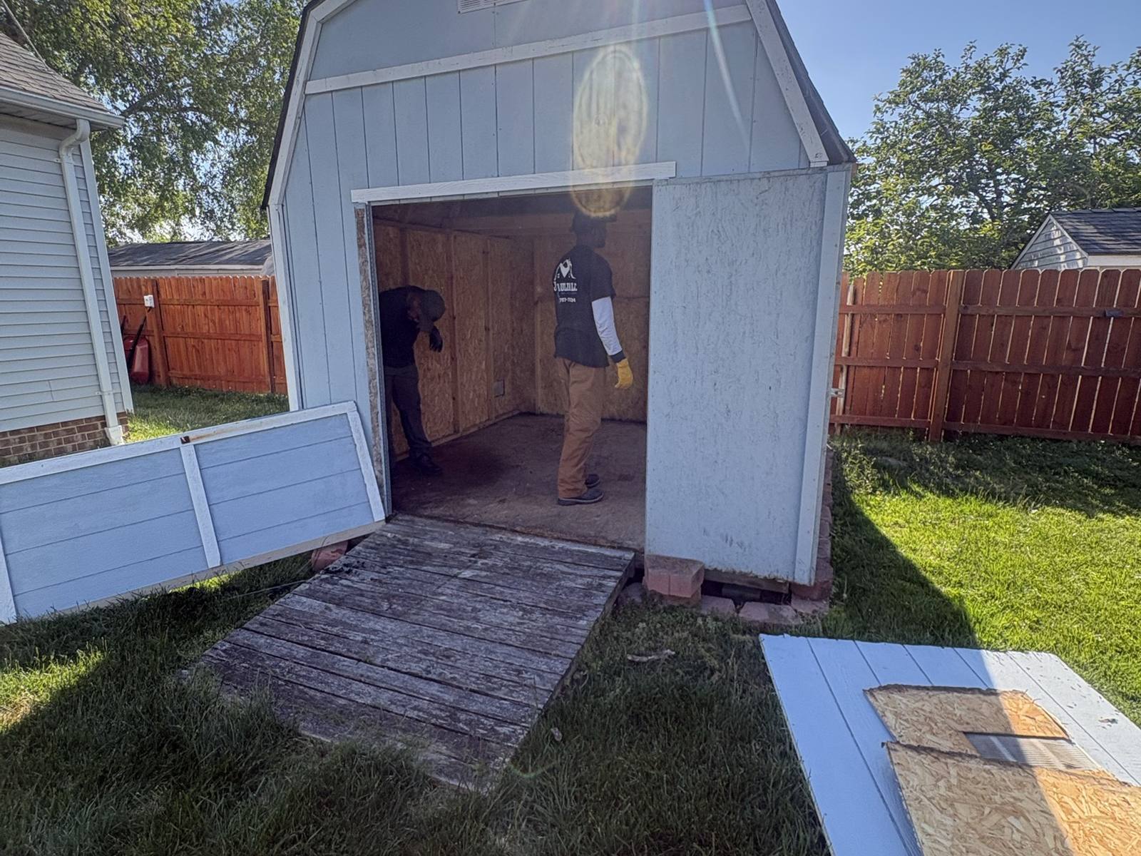 Shed removal before demolition