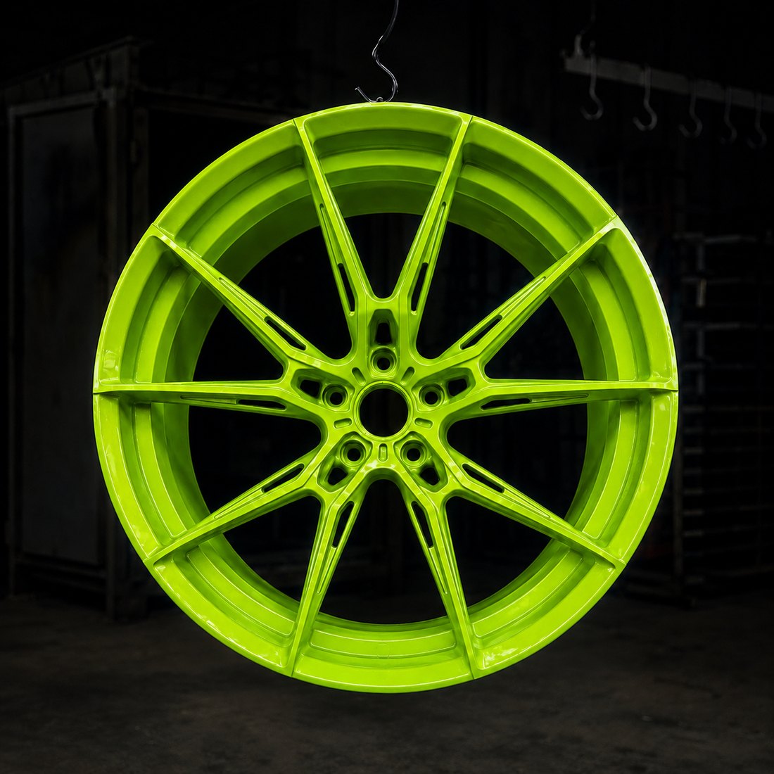 Illustrative wheel with an electric lime finish