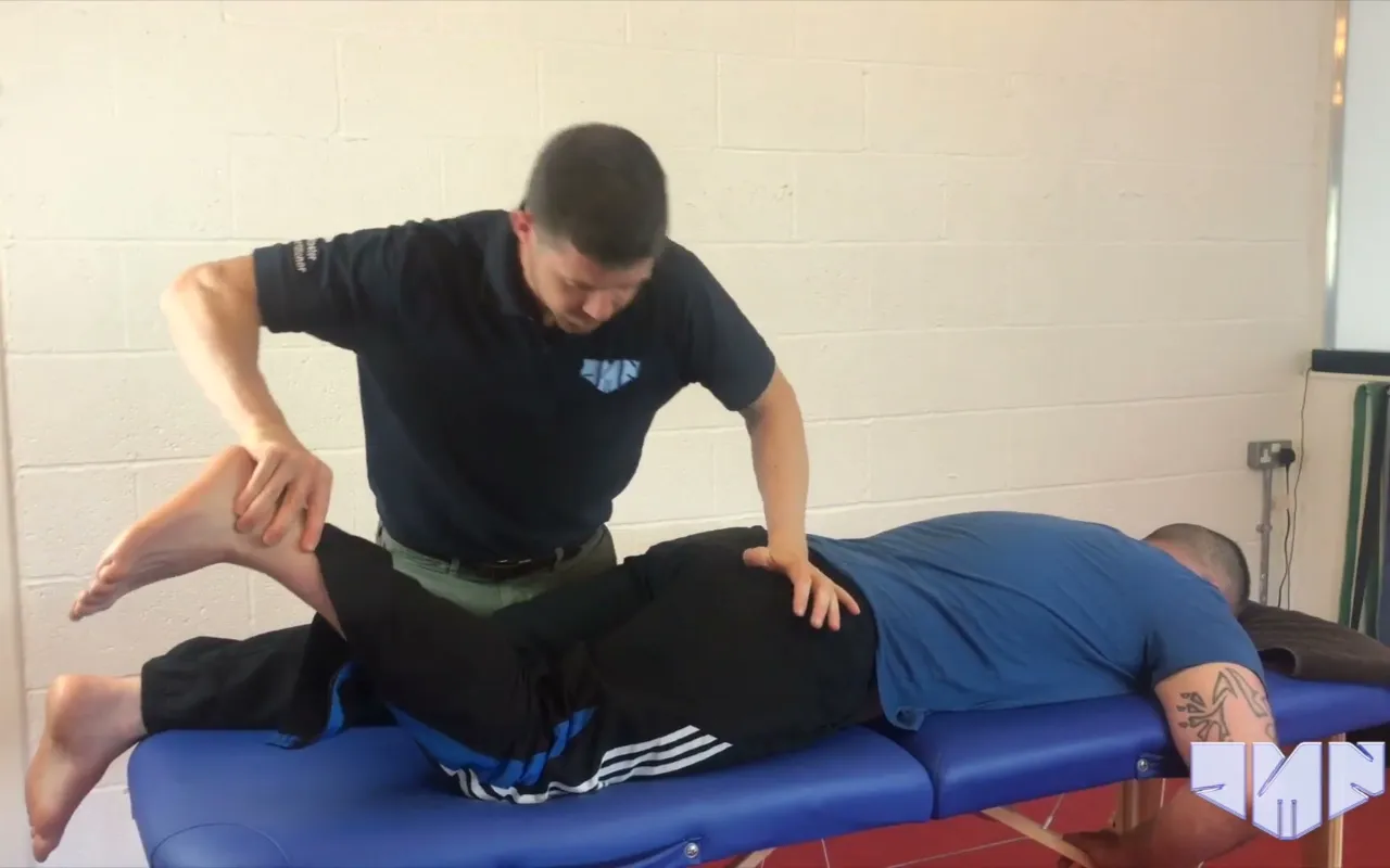 Ventral horn technique with the client lying face down