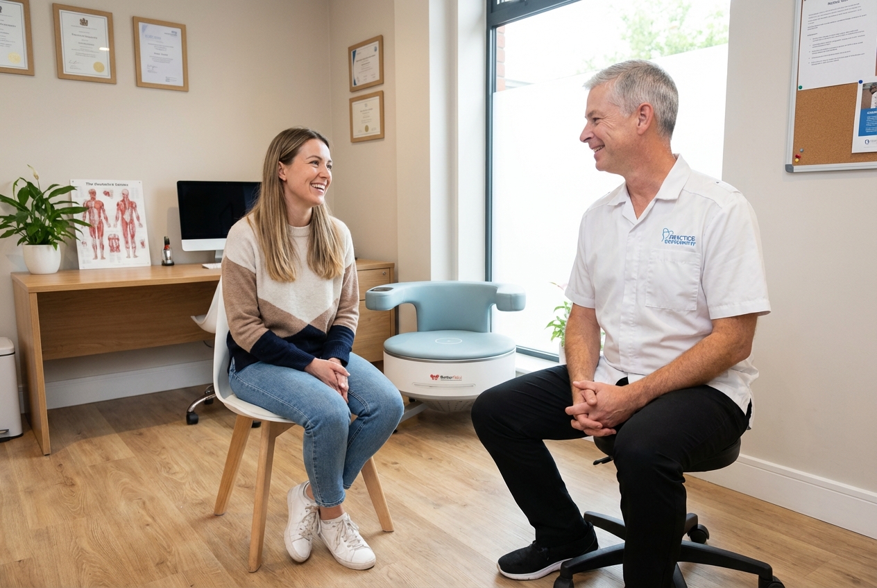 Rob chatting with a patient at ProActive