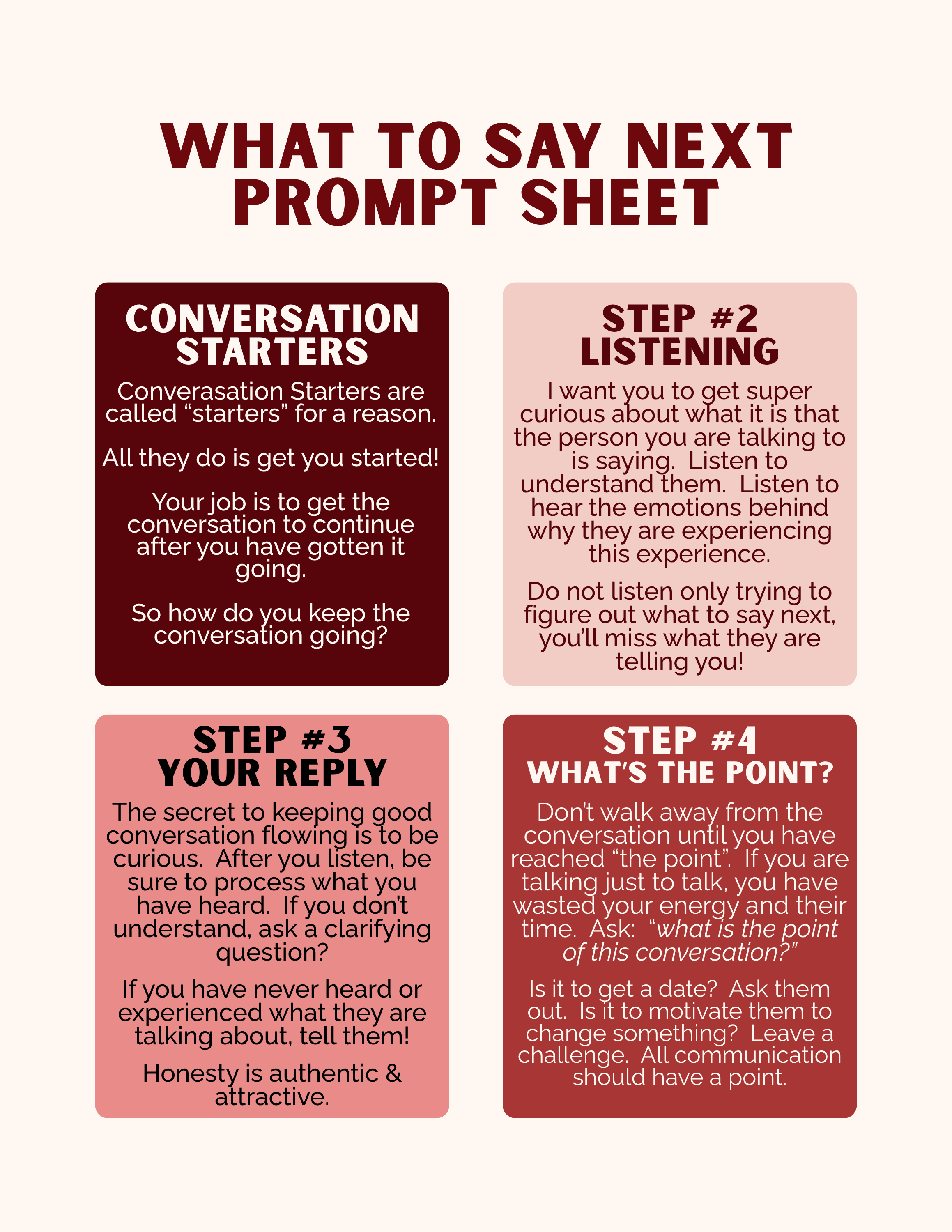 “What to Say Next” Prompt Sheet preview