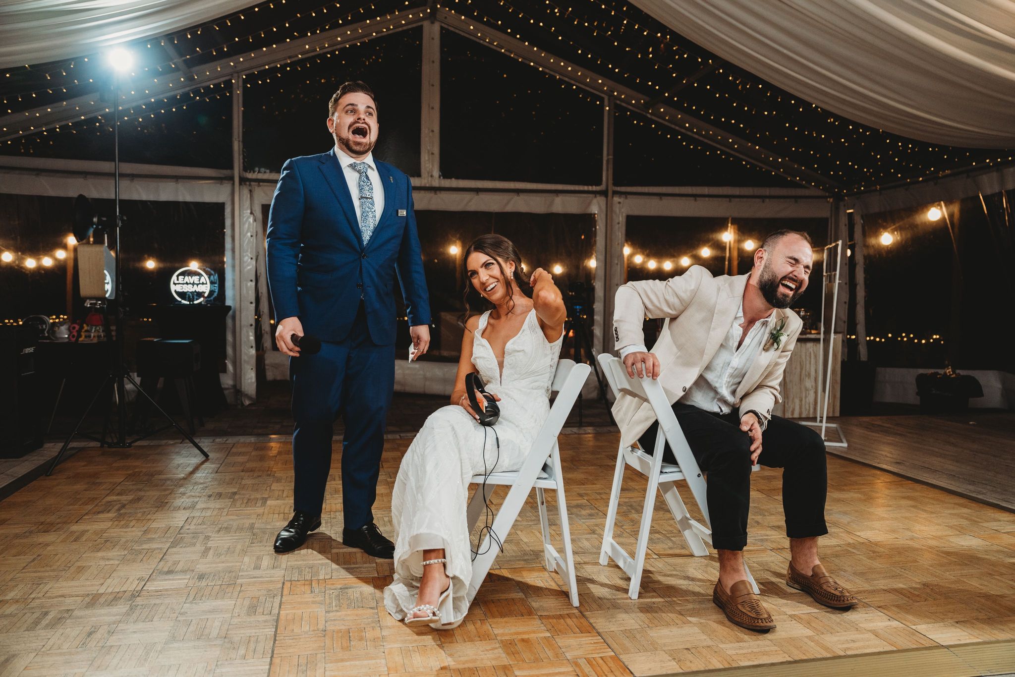 A wedding reception in full swing