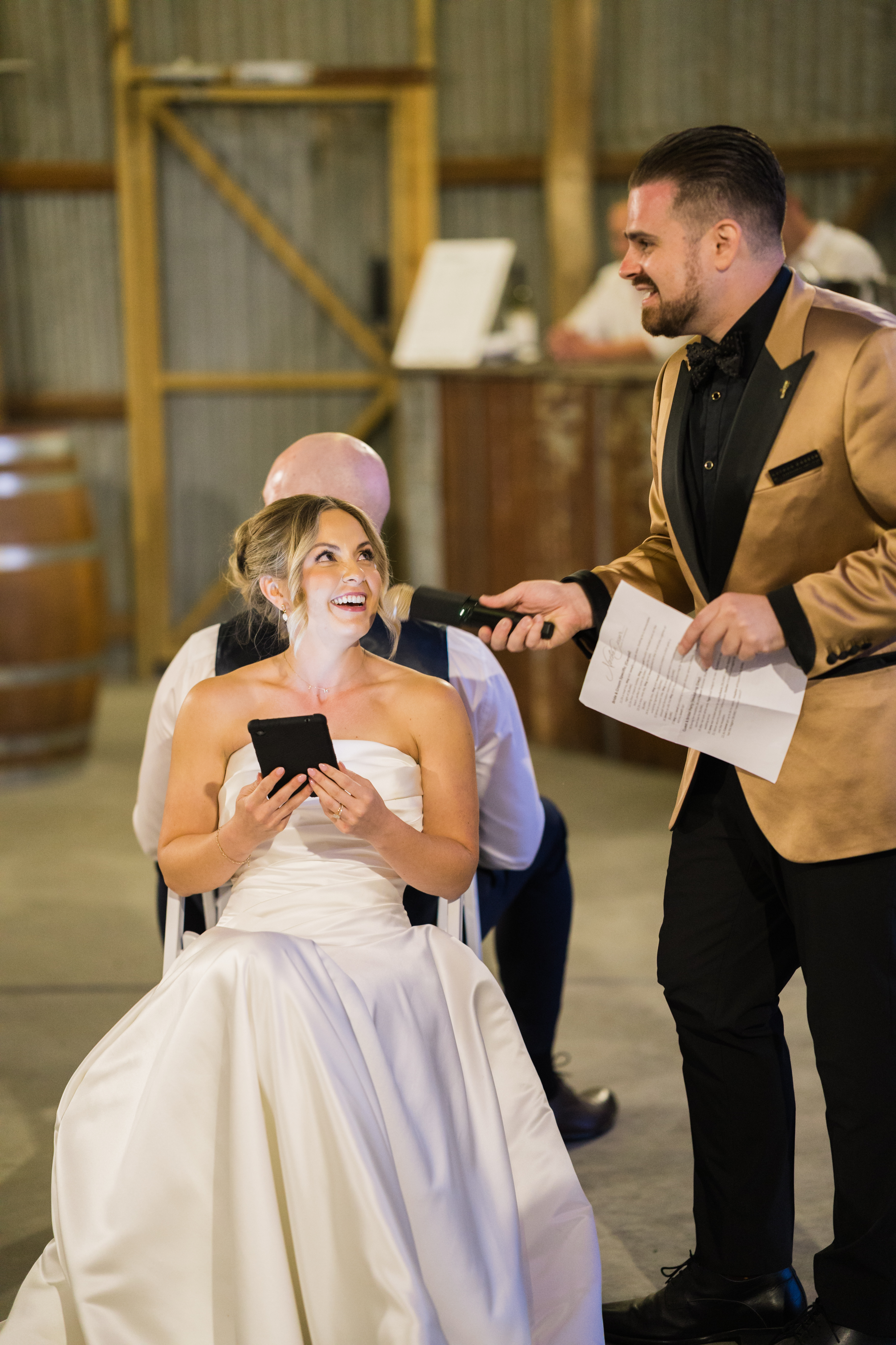 A couple celebrating with their guests