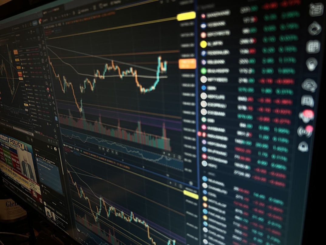 Screen showing market graphs