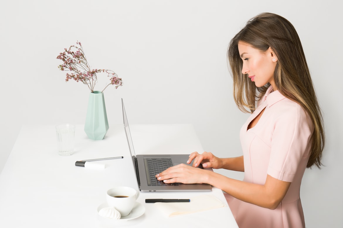 Woman working on a laptop