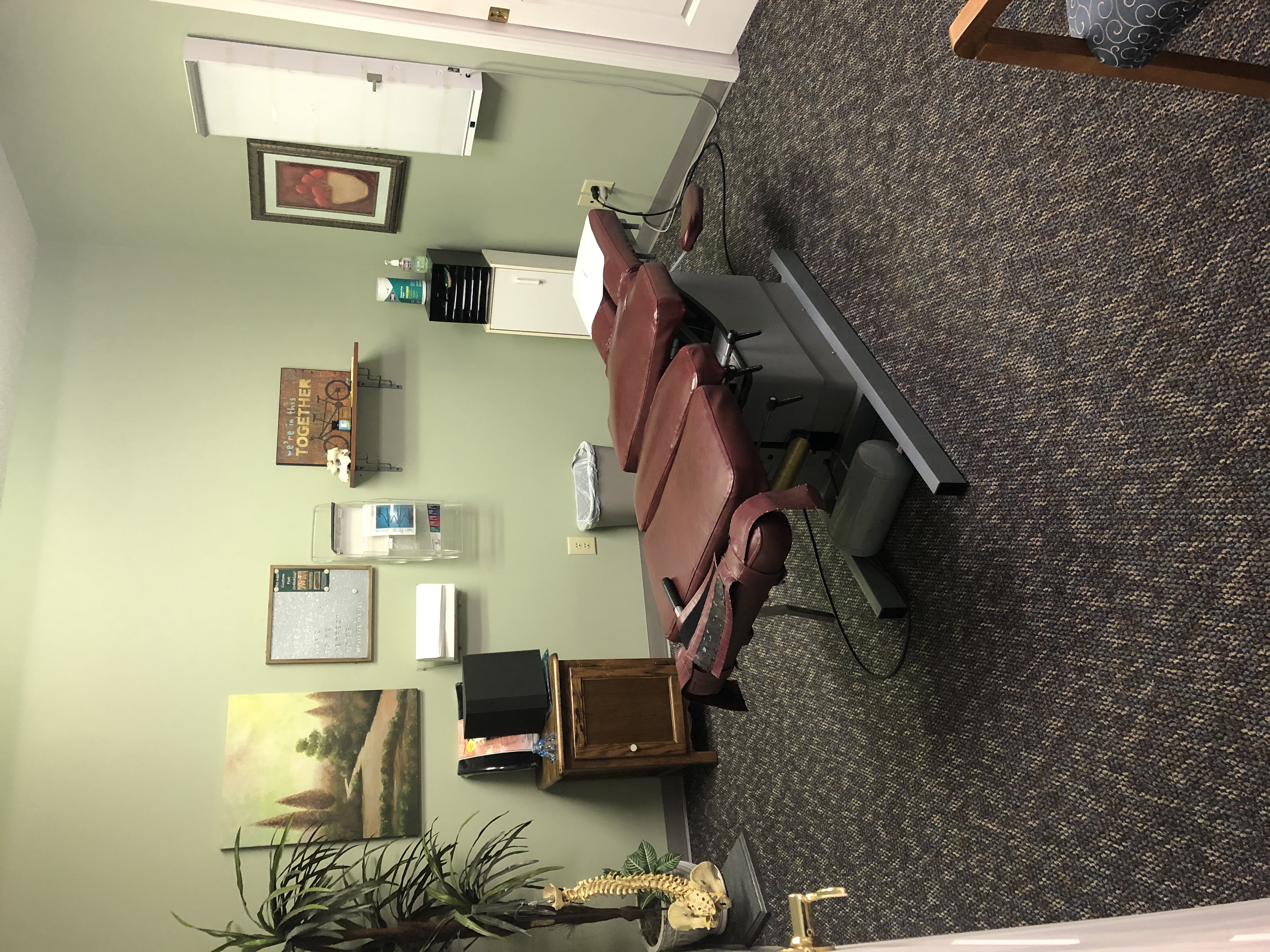 A treatment room at Sparks Family Chiropractic in Lancaster, Ohio