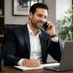 Asesor hablando por teléfono con un prospecto verificado