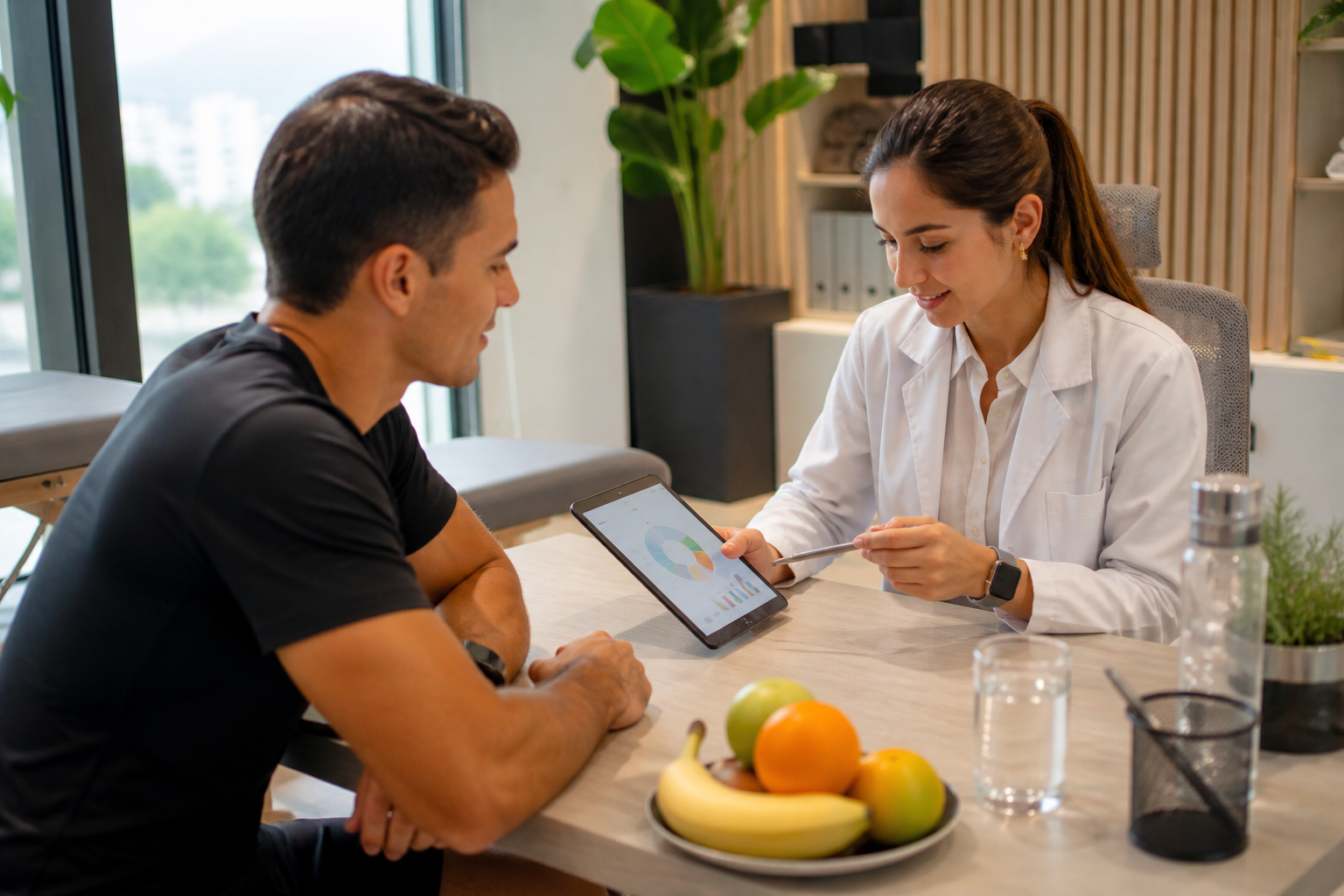 Consulta de nutrición deportiva y rendimiento
