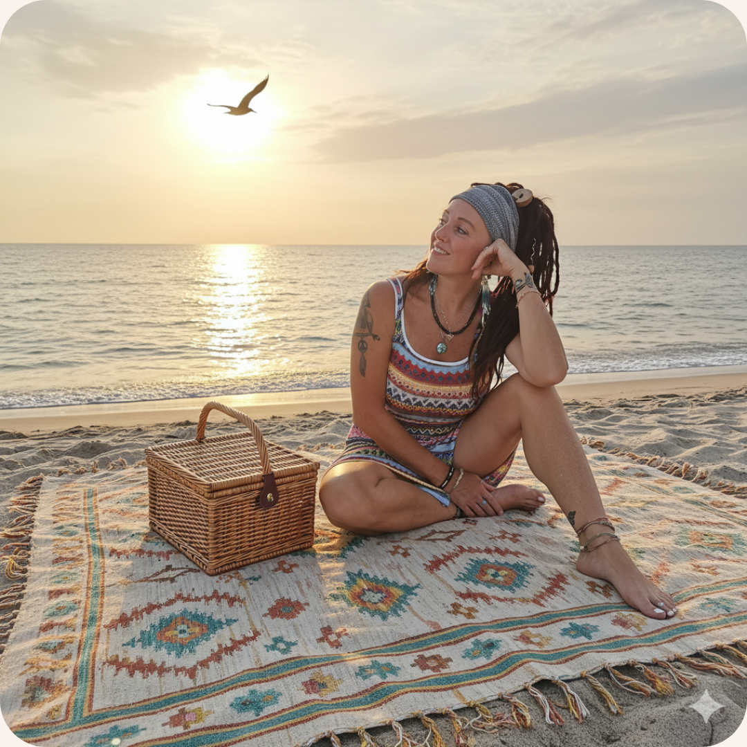 Woman enjoying a calm wellness moment at home