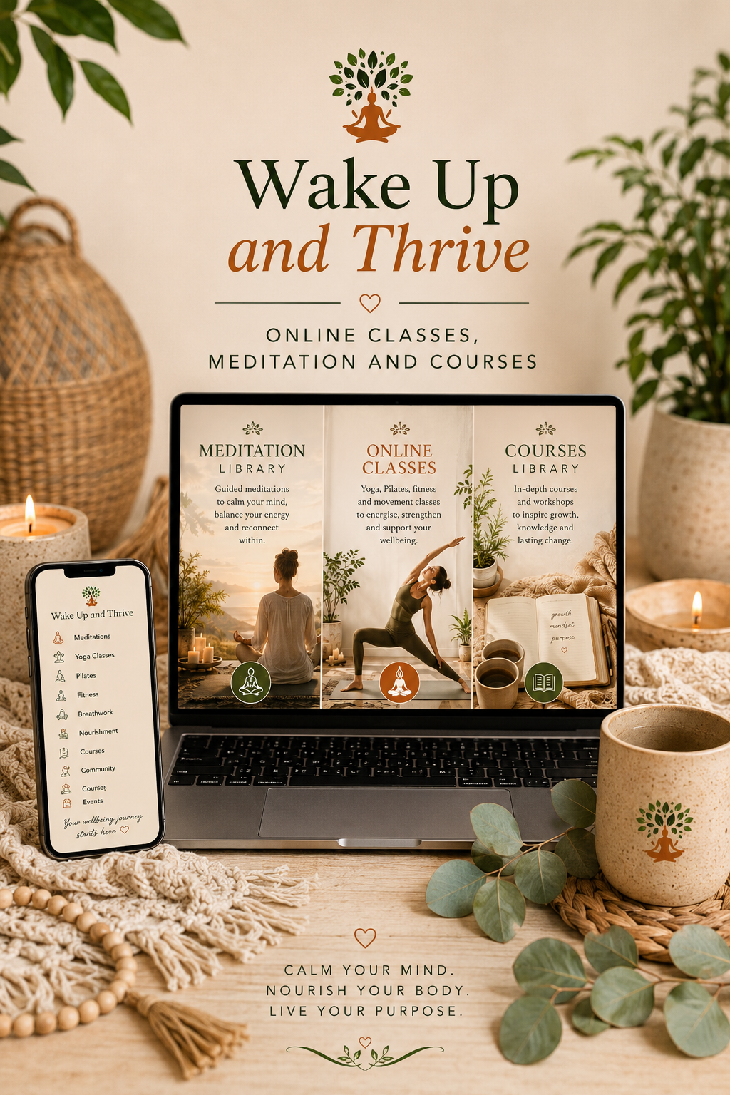 Wake Up and Thrive online classes, meditation library and courses from Intrinsic Mind Wellness