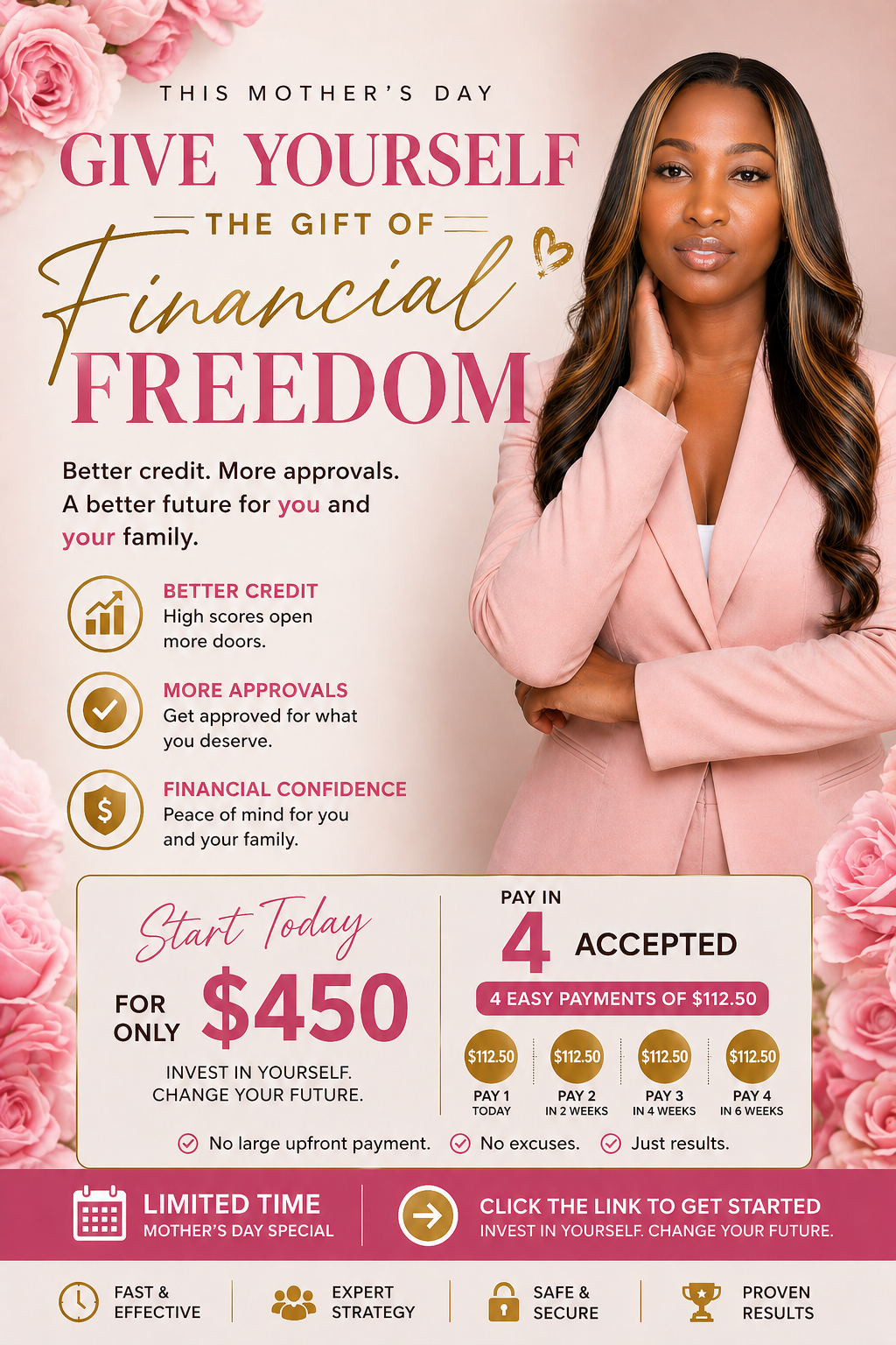 3 Months of Credit Repair Mother's Day flyer