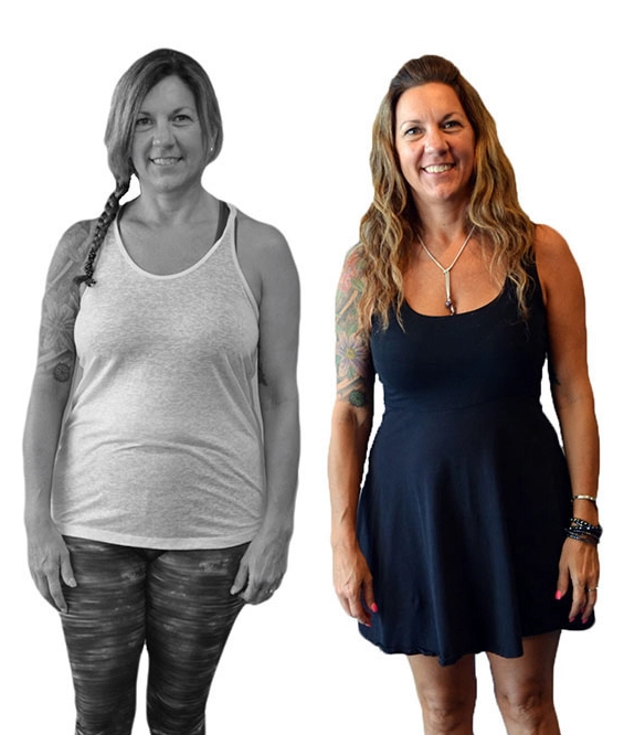 Before and after transformation of a GoGirl Fitness Studio member