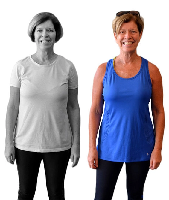 Before and after transformation of a GoGirl Fitness Studio member
