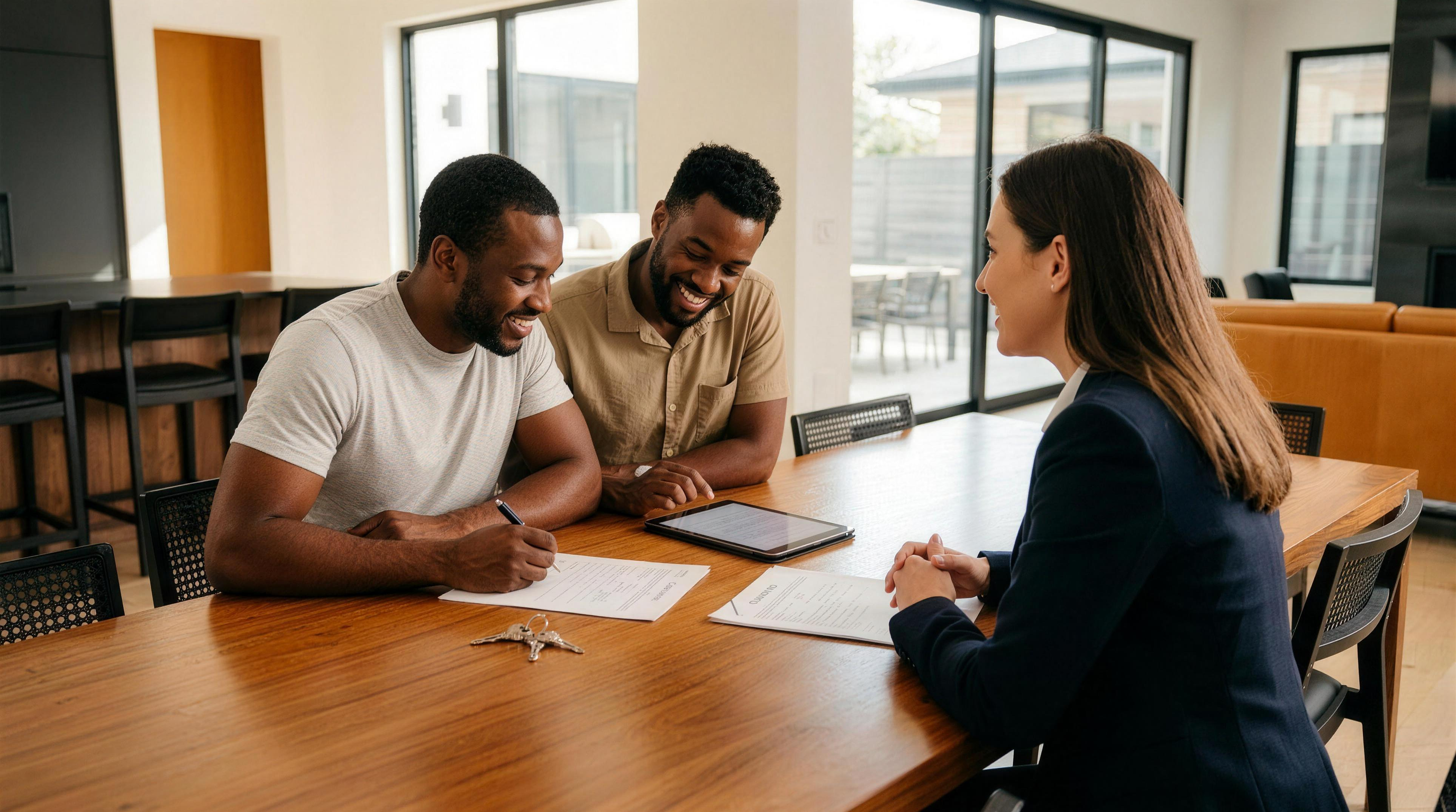 DFW homebuyer reviewing the Texas option period on a contract with a real estate agent in 2026