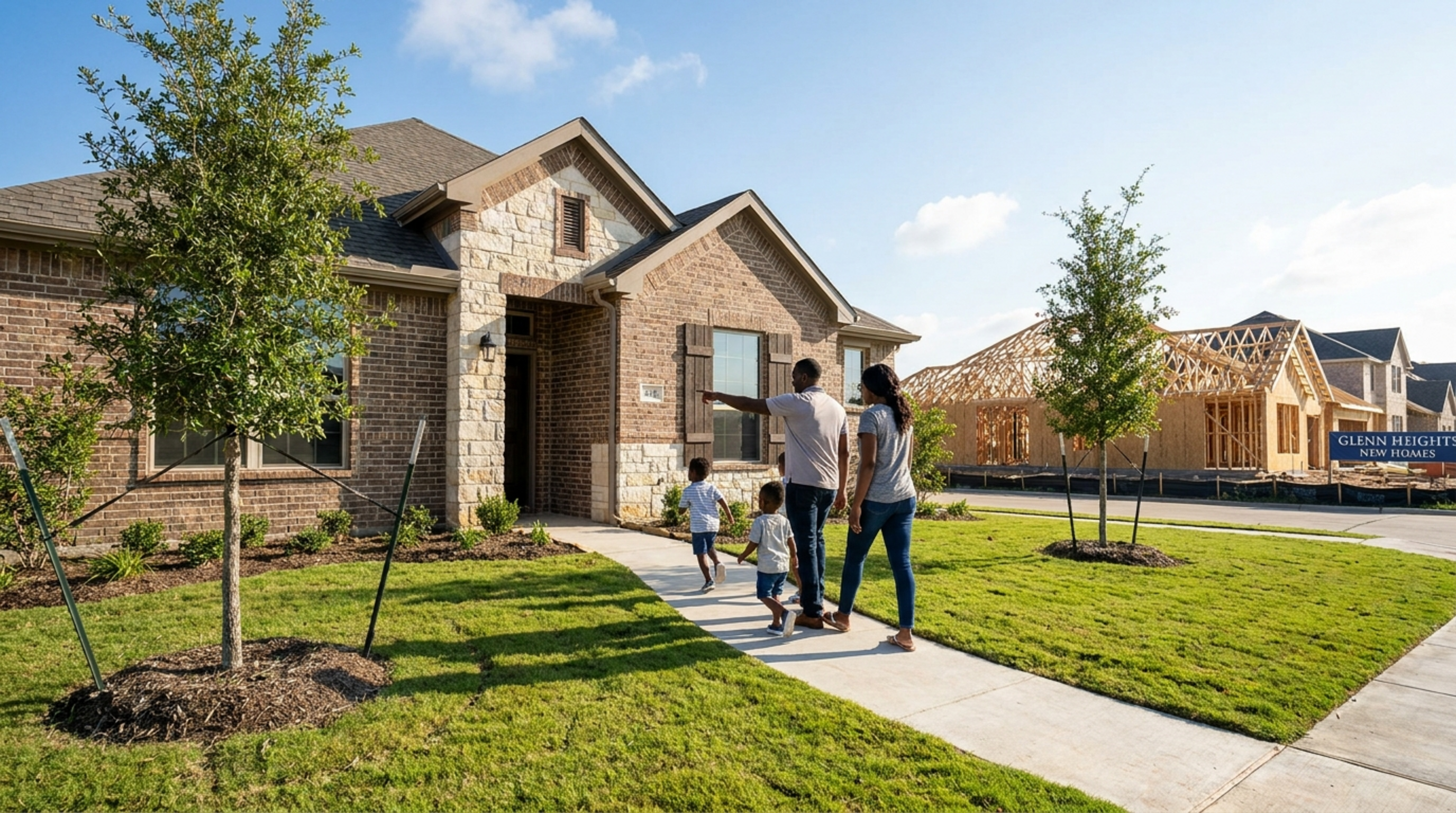New construction homes in Glenn Heights TX 2026 with brick and stone exteriors in a growing southwest DFW community
