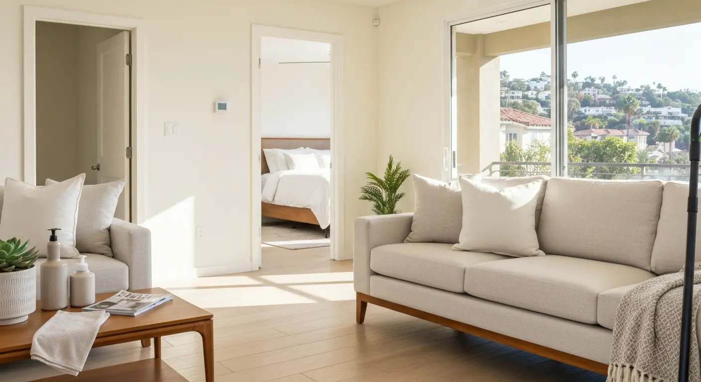 Living room cleaning in West Hollywood