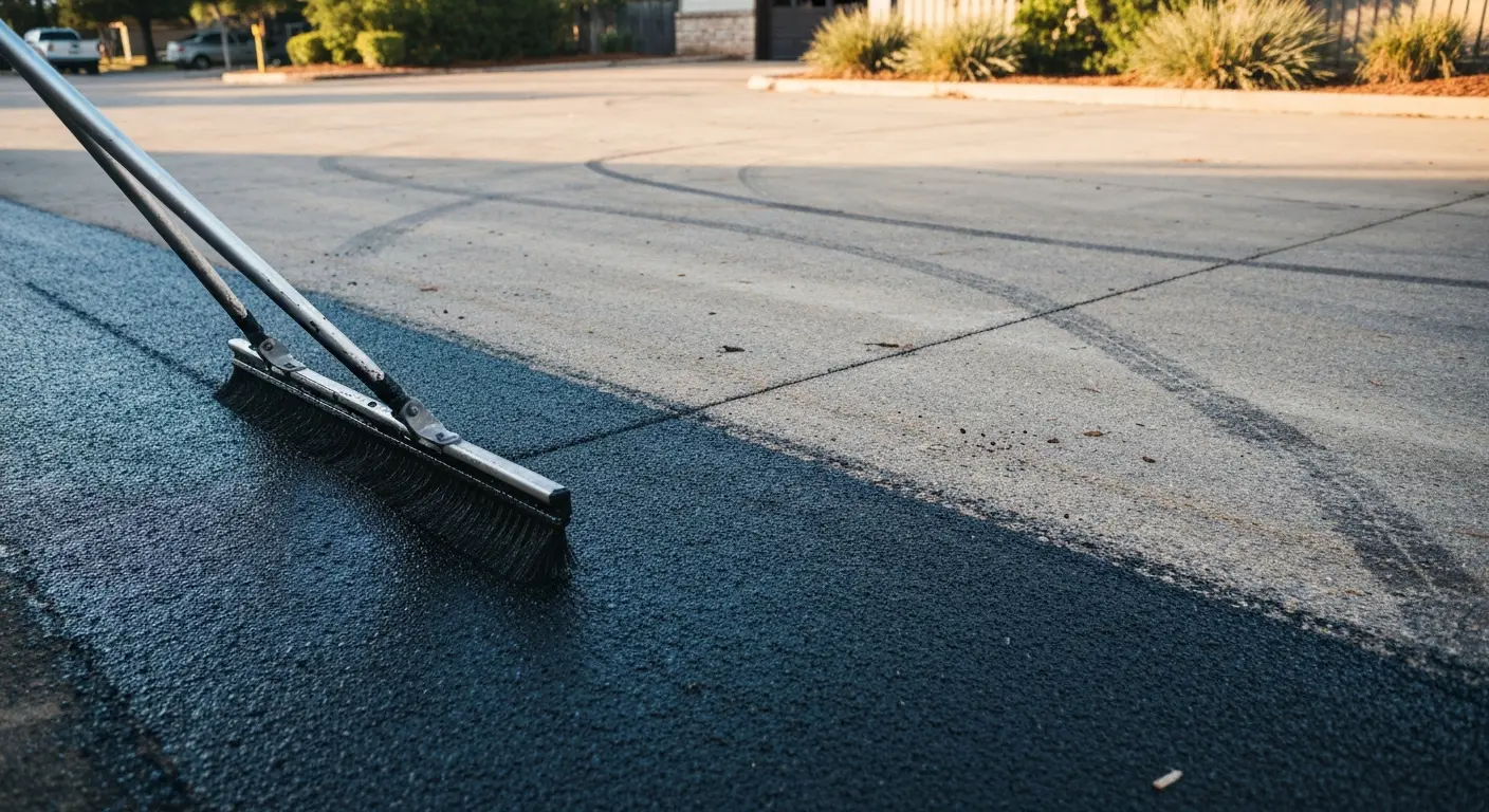 Asphalt sealcoating application