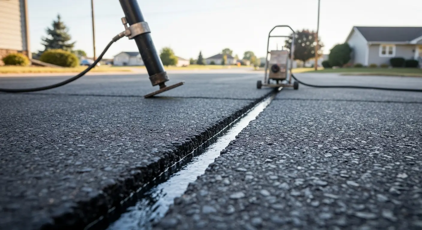 Hot rubber crack sealing