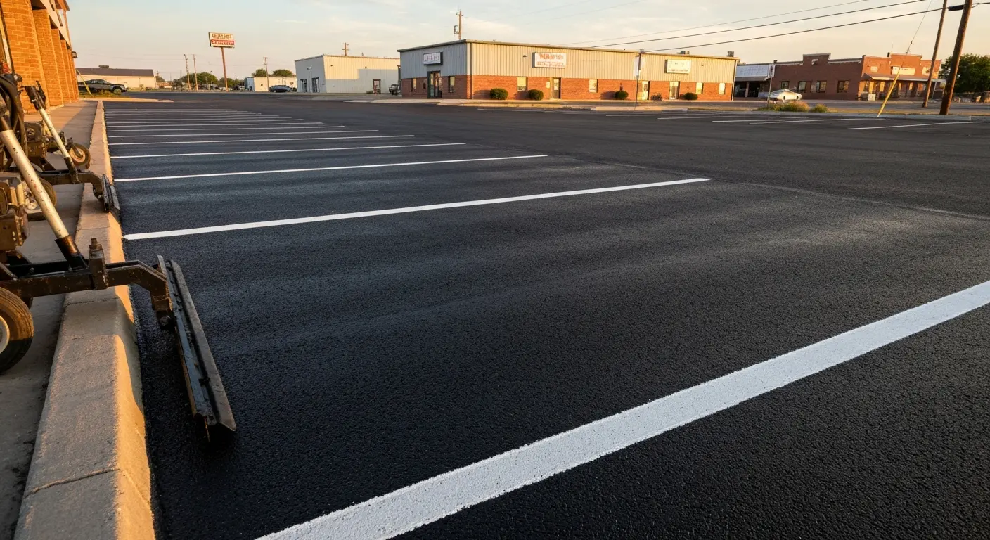 Sealed commercial parking lot