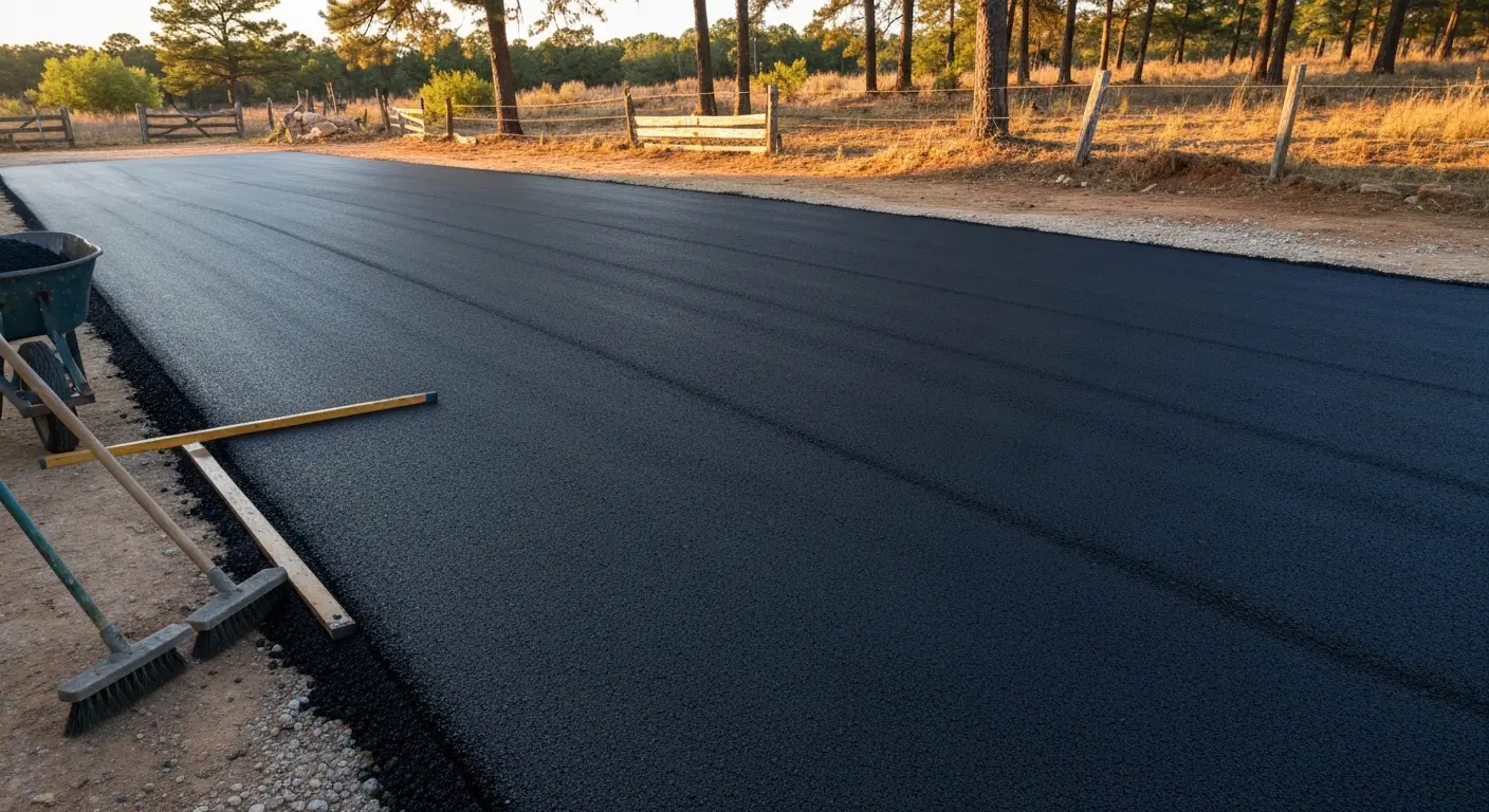 Asphalt paving near Broken Bow Lake