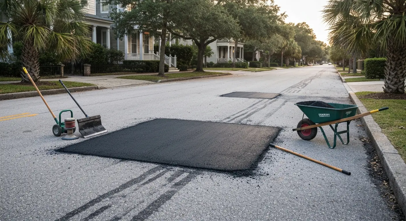 Pothole repair work