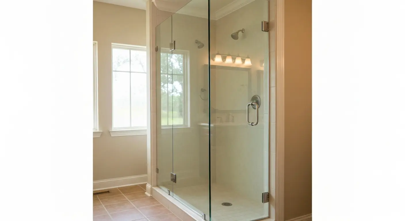 Frameless glass shower installation