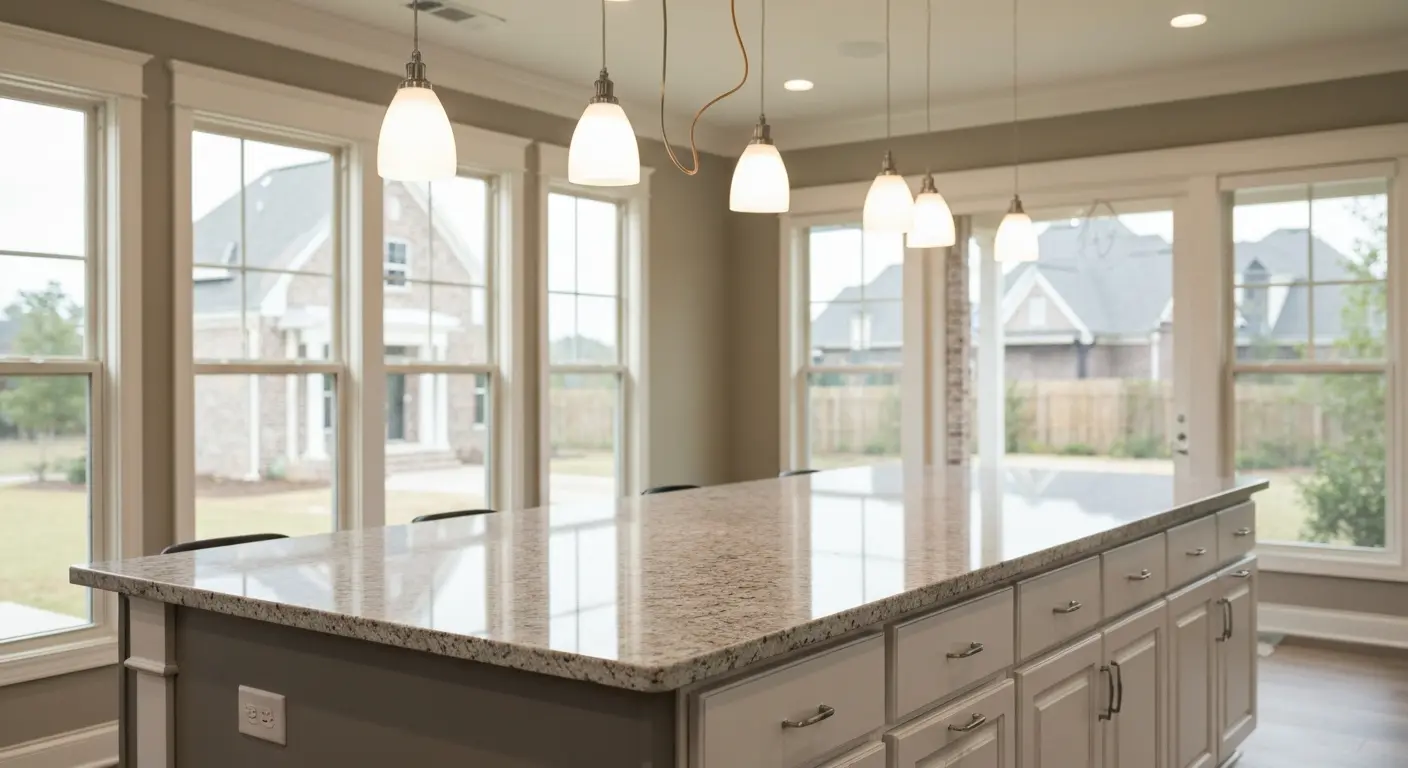 Kitchen island lighting and finishes
