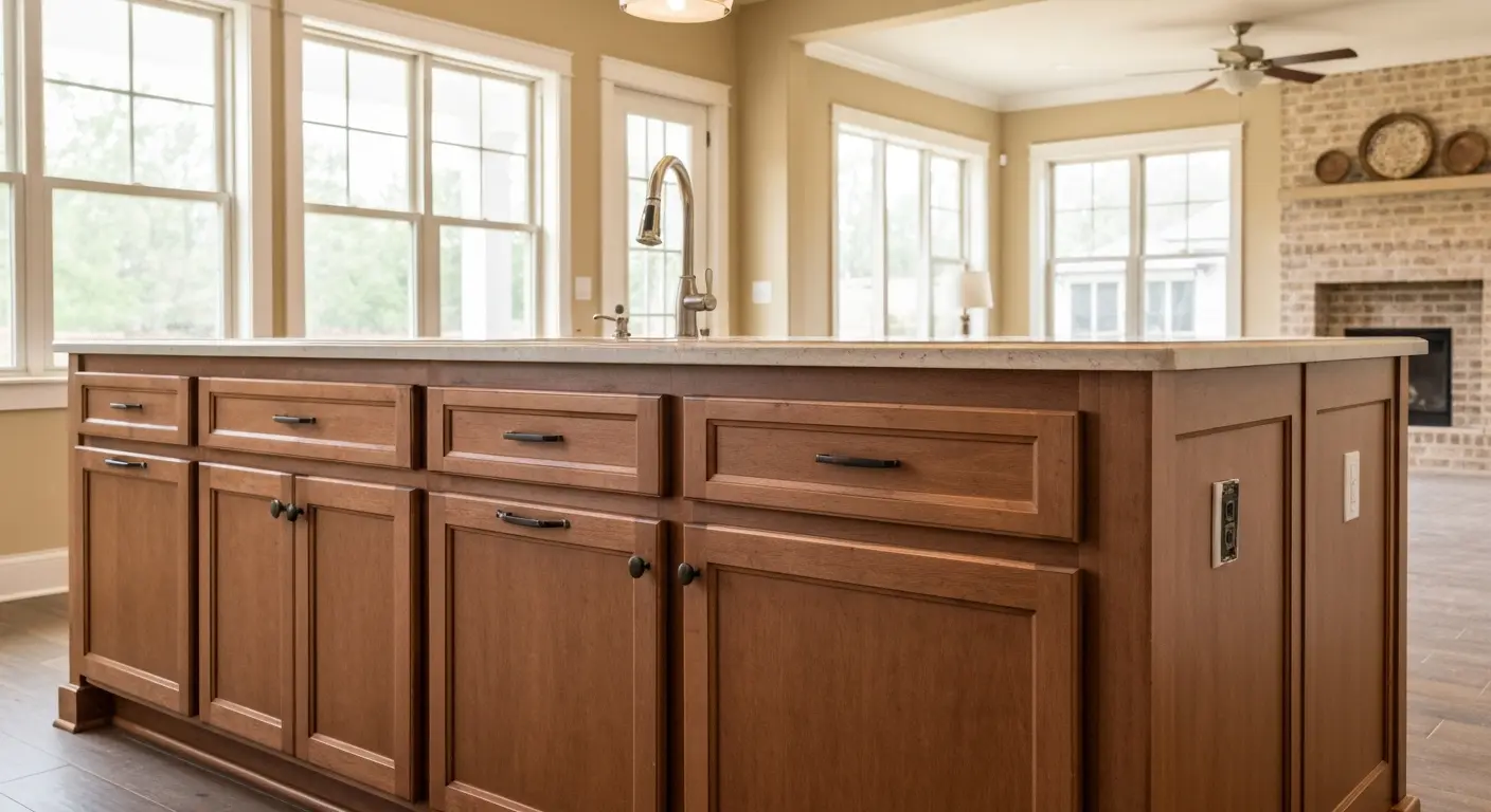 Kitchen island with custom cabinetry