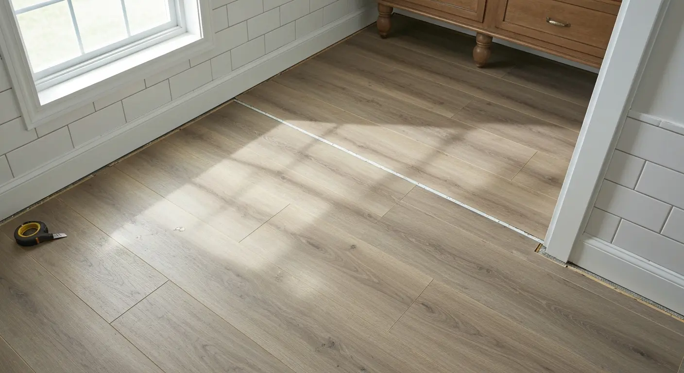 Luxury vinyl plank bathroom floor