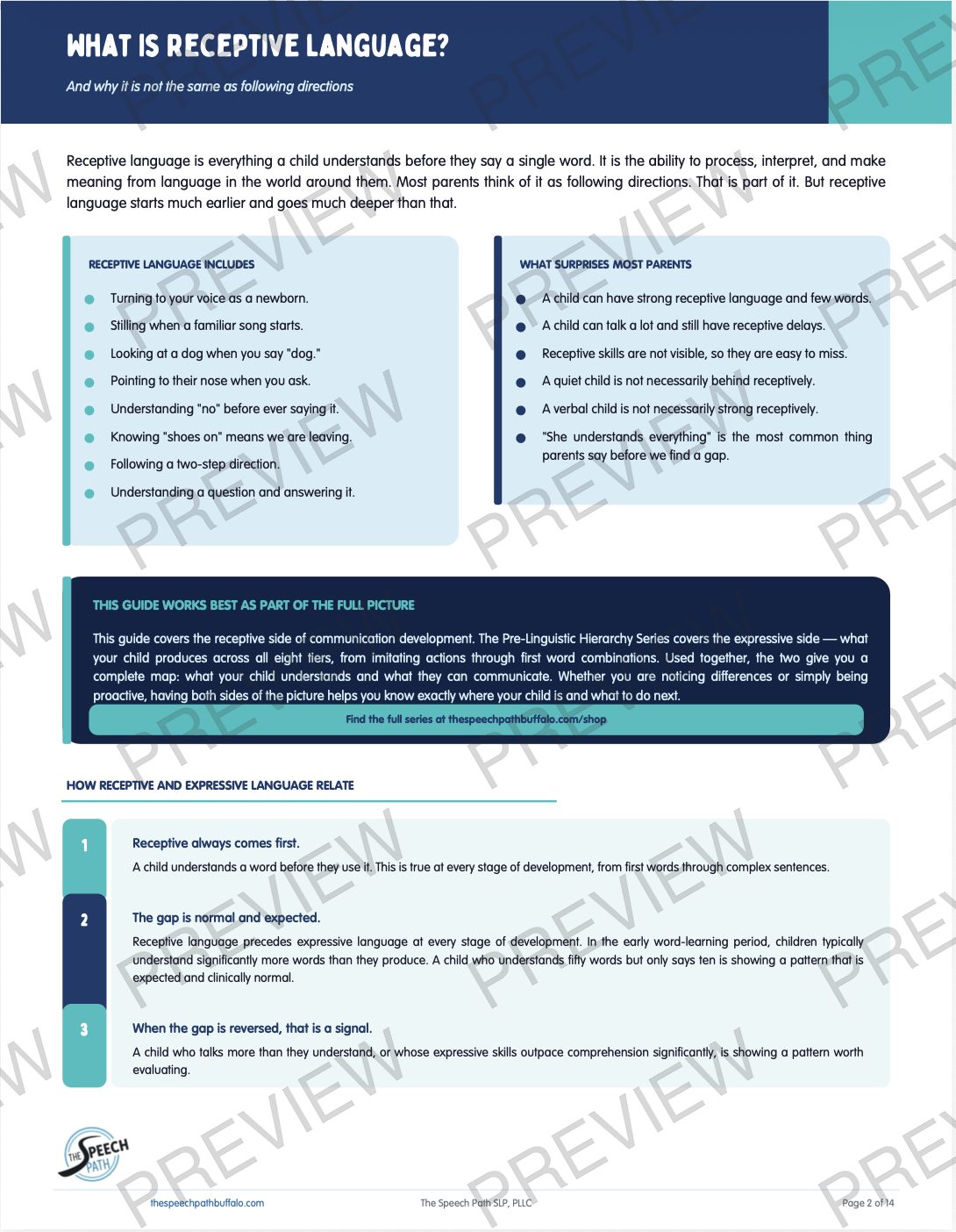 Preview: What is Receptive Language overview page